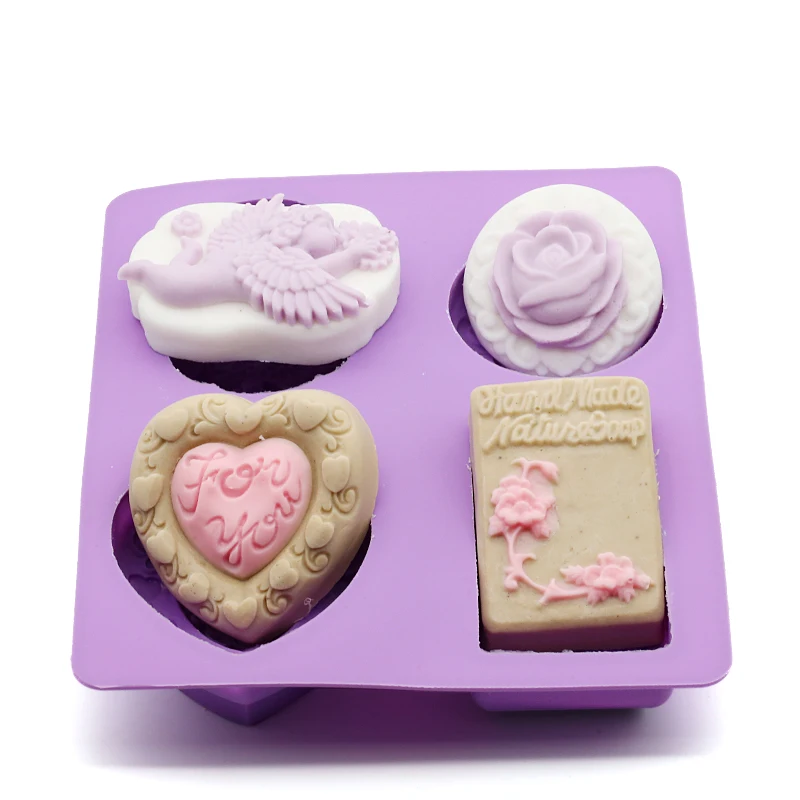 DIY soap mold Angel Rose Heart Shape soap molds  Handmade Craft Silicone Soap Mould