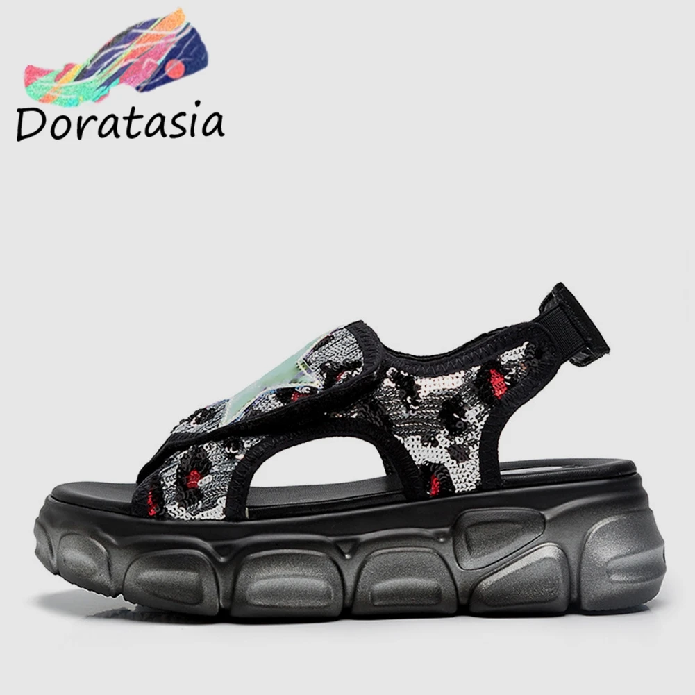 

DORATASIA New INS Hot Girl Colored Bling Platform Sandals Women 2019 Summer Fashion Large Size 35-42 Women Wedges Shoes Woman