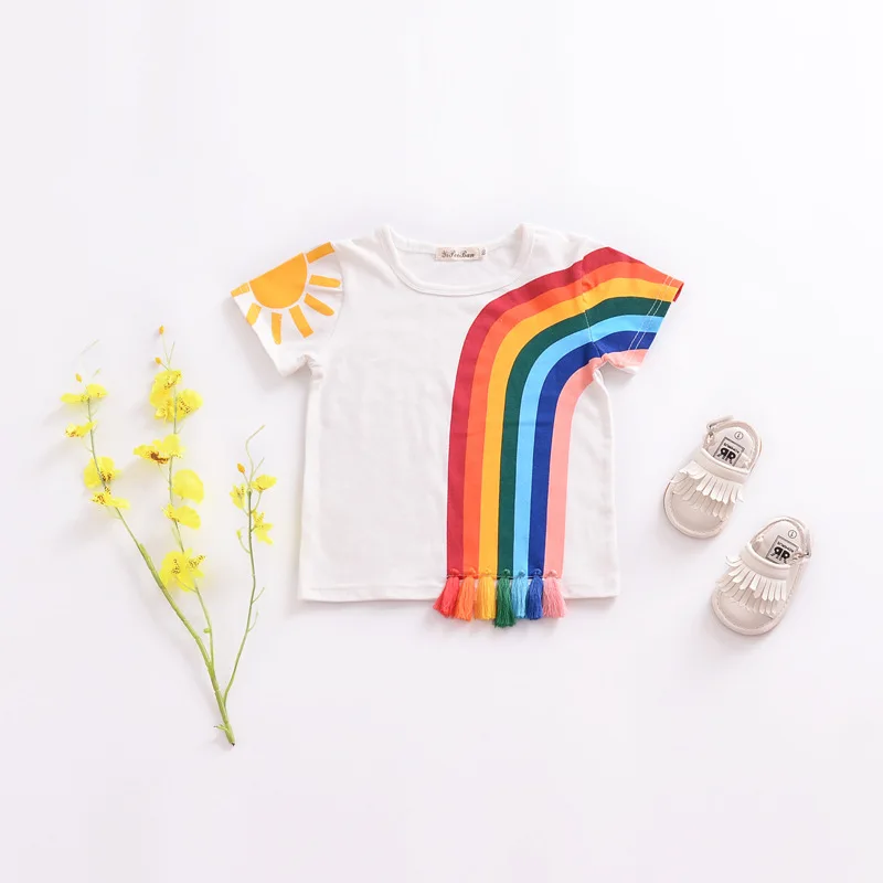 Boys Rainbow T Shirts Boys and Girls Summer Short Sleeve Tee Shirts