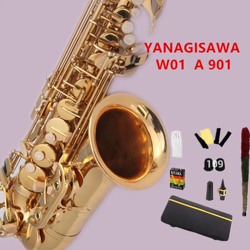 

Hot New Japan YANAGISAWA W01 A 901 alto saxophone E flat Gold Lacquer Sax Music Ups Free Shipping with mouthpiece ,case,gloves
