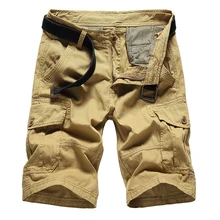 Однотонные хлопковые шорты мужские армейские военные карго шорты с множеством карманов мужские летние свободные рабочие повседневные шорты на молнии без пояса