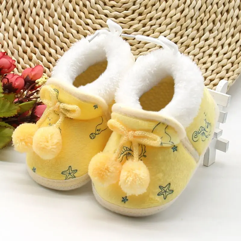 Winter Sweet Newborn Baby Girls Princess Winter Boots First Walkers Soft Soled Infant Toddler Kids Girl Footwear Shoes