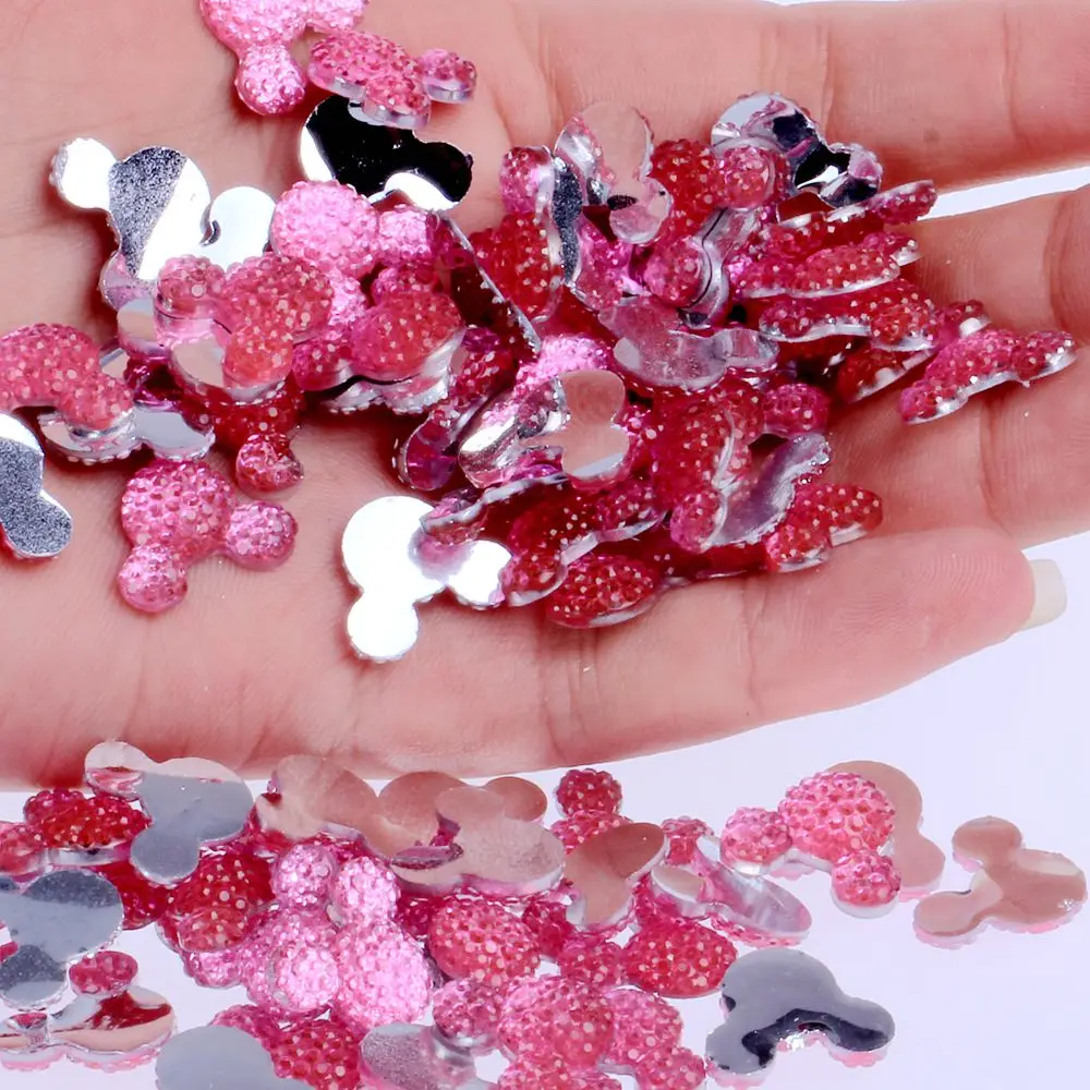 

Mickey Head 1000pcs 14x11.5mm Many Colors Flatback Glue On Resin Rhinestone DIY Nail Art Crafts Jewelry Garments Decorations