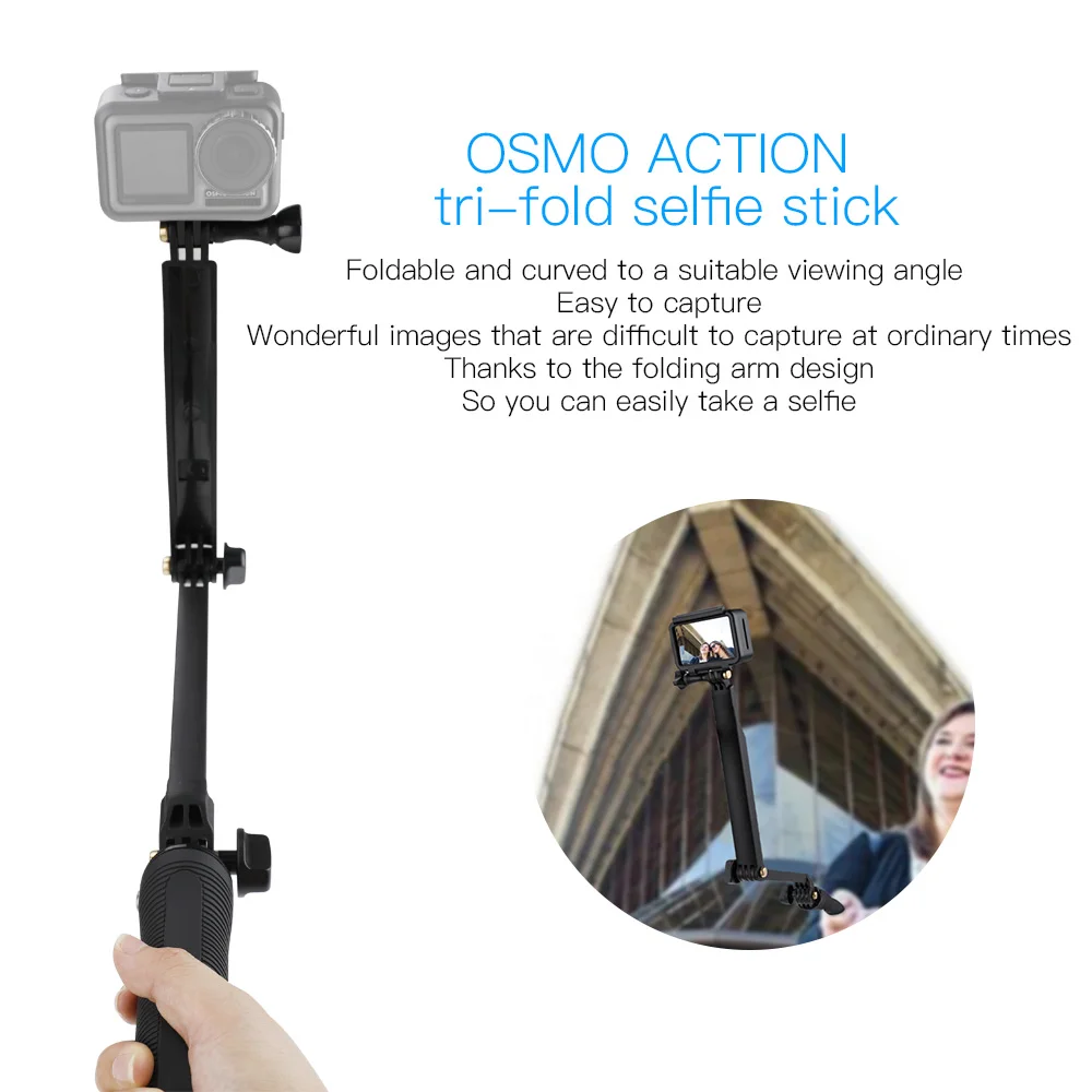 Три сложения автоспуска для DJI OSMO Action Gopro Hero5/6/7 SJCAM Xiaoyi 4K штатив селфи палка