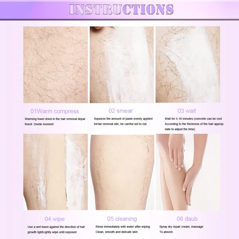125ml Aloe Facial Beard Permanent Hair Removal Cream Stop Hair Growth Inhibitor 10pcs Facial Special Wax Paper for Summer