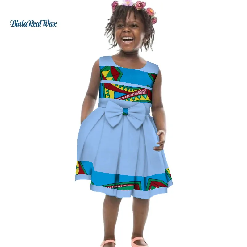 Милый комплект для девочек с галстуком-бабочкой; платья трапециевидной формы в африканском стиле фут Африканский принт платья "Анкара" для детей в африканском стиле Стиль Костюмы WYT261 - Цвет: 4