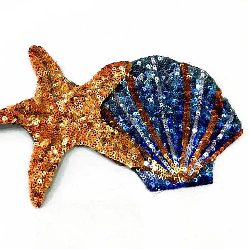 

2017 NEW Starfish shells Sequins Sew On Patches for clothes DIY Patch Applique Bag Clothing Coat Sweater Crafts