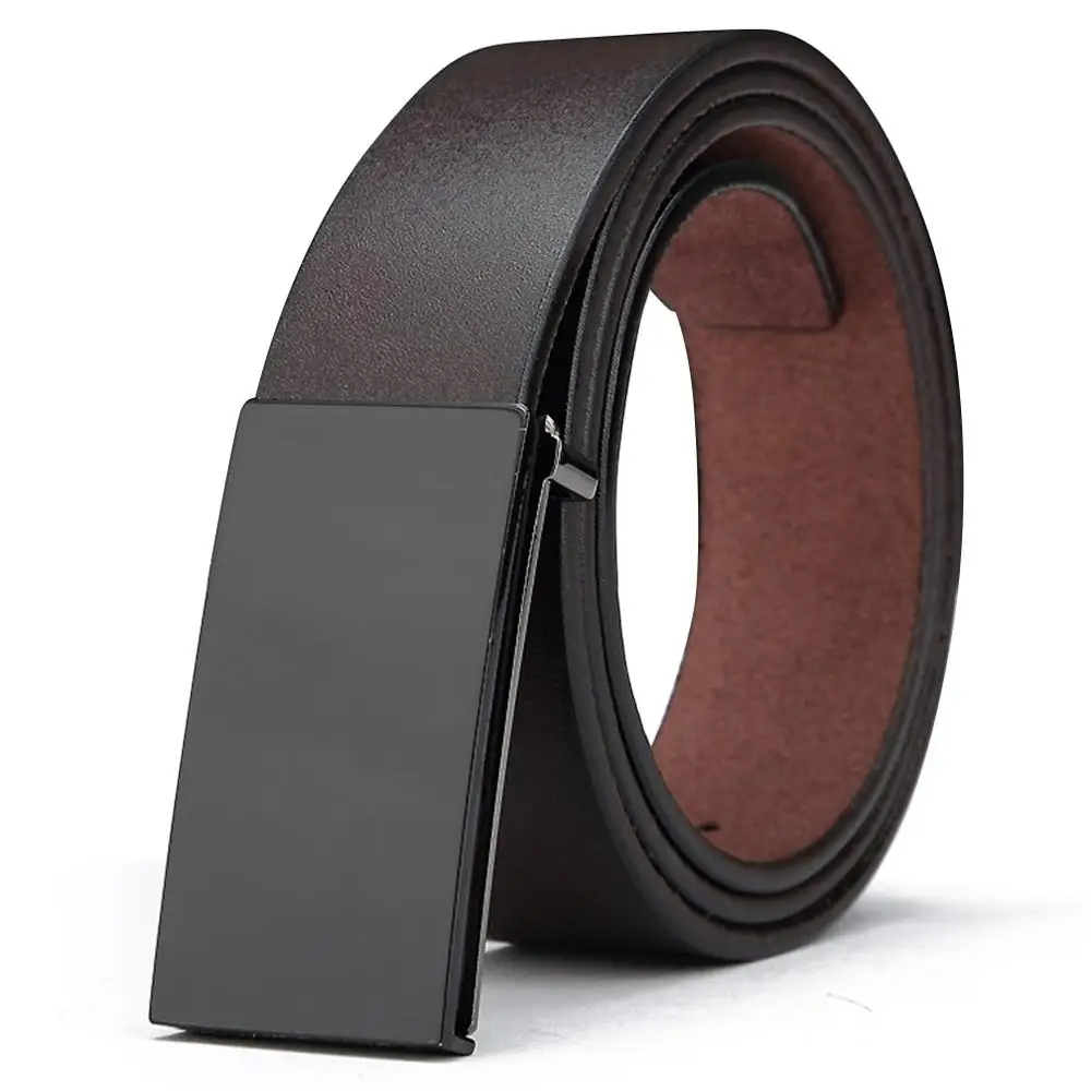 FAJARINA дизайн простой дизайн черные гладкие пряжки металлические ремни для мужчин качество воловья натуральная кожа ремень N17FJ728 - Цвет: Model 1 Brown
