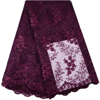 

2018 High Quality Rhinestone Guipure African Lace Fabric Beaded Embroidered Wedding Decoration French Nigerian Lace Fabrics 969B
