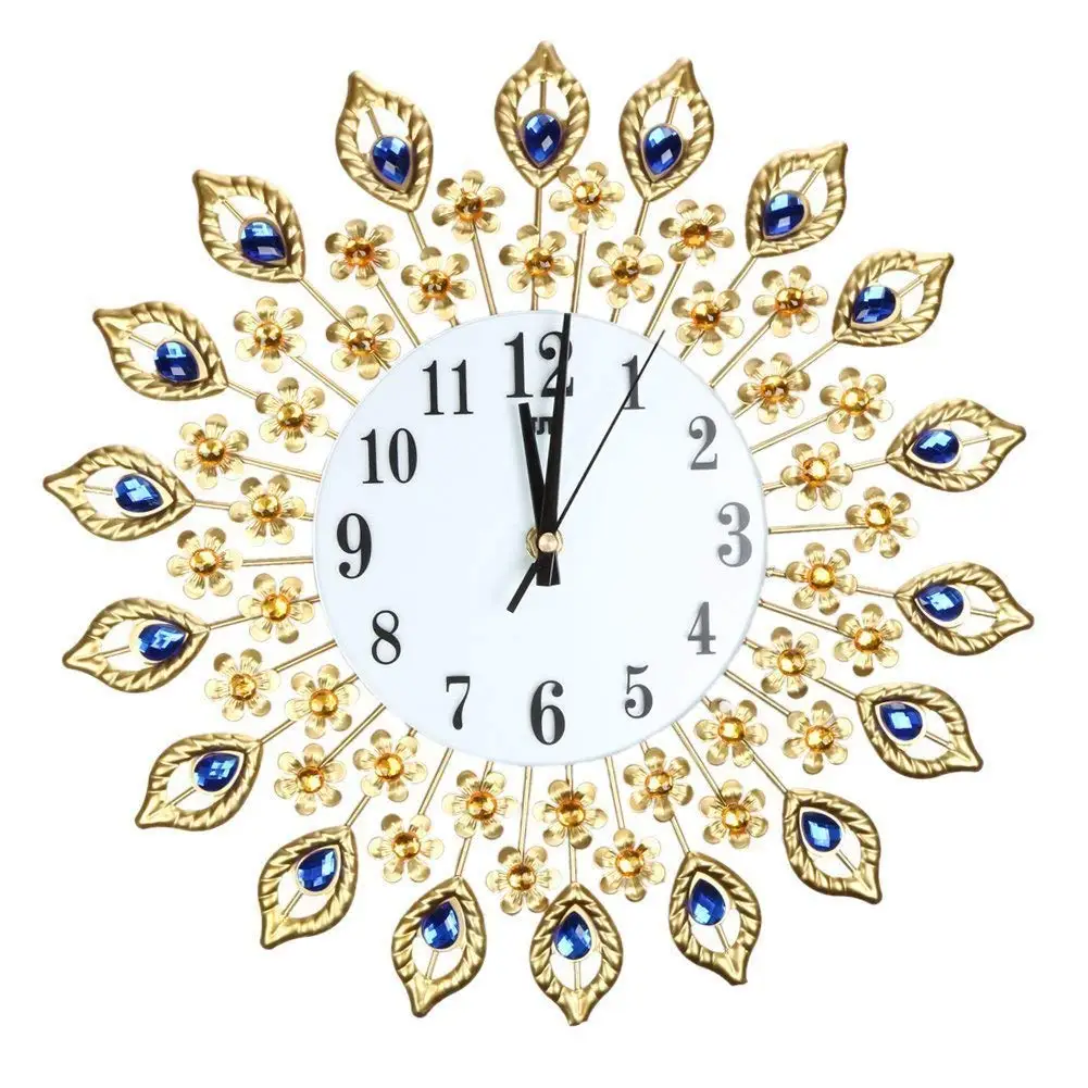 Reloj de pared grande de diamante de cristal Artificial de lujo Reloj de pared de sala de estar de Metal decoración de arte para el hogar Reloj de pared grande de diamante de cristal Artificial de lujo Reloj de pared de sala de estar de Metal decoración de arte para el hogar