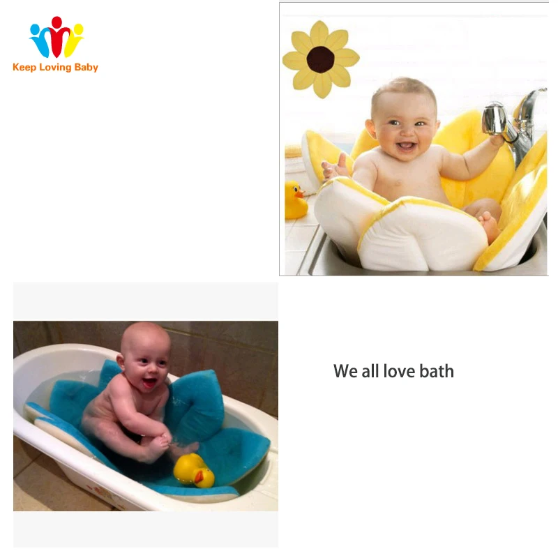 Baby Bath Blooming Flower Newborn Bathtub Foldable Lotus Shape Cushion Skin Bath Pad Portable Tub Soft Seat