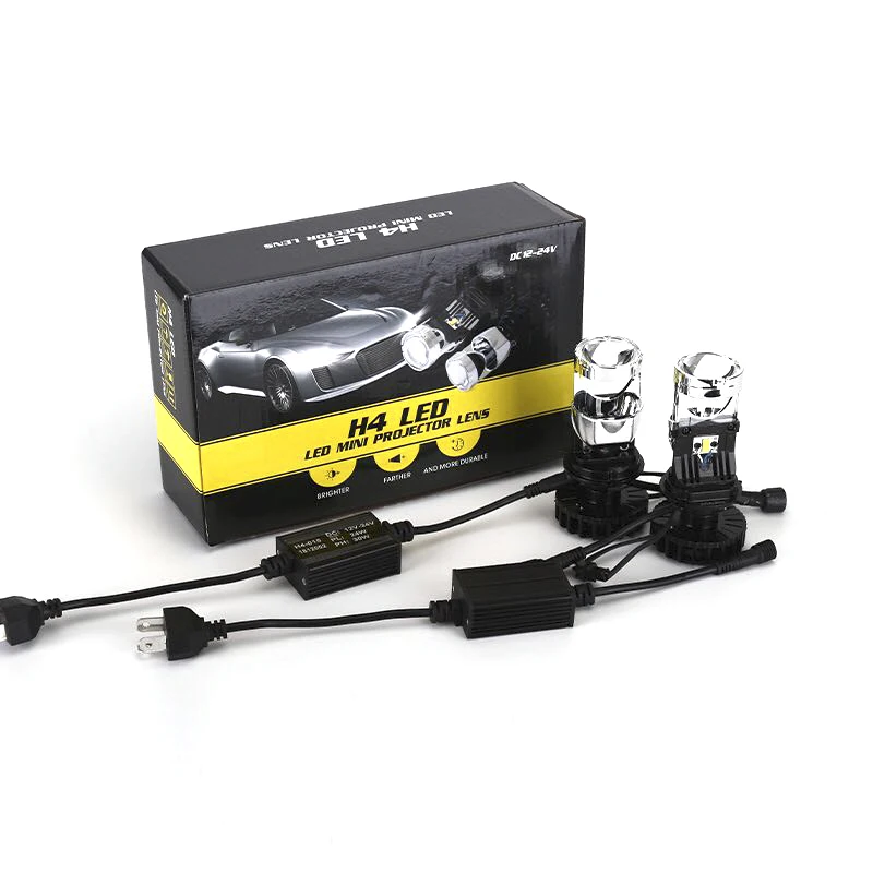 

2pcs mini H4 LED projector lens headlight for car good beam pattern headlamp retrofit DIY 12V 24V 6000k no astigmatism