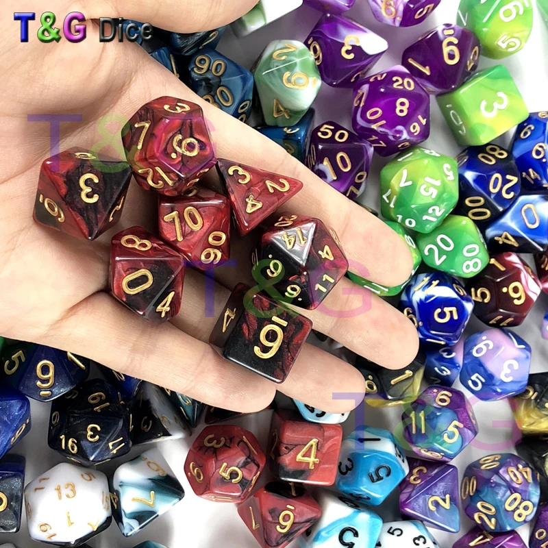 Brand New Doubled Color Dice 20 Different Set D4-D20 for DND RPG Portable Board Game As Gift