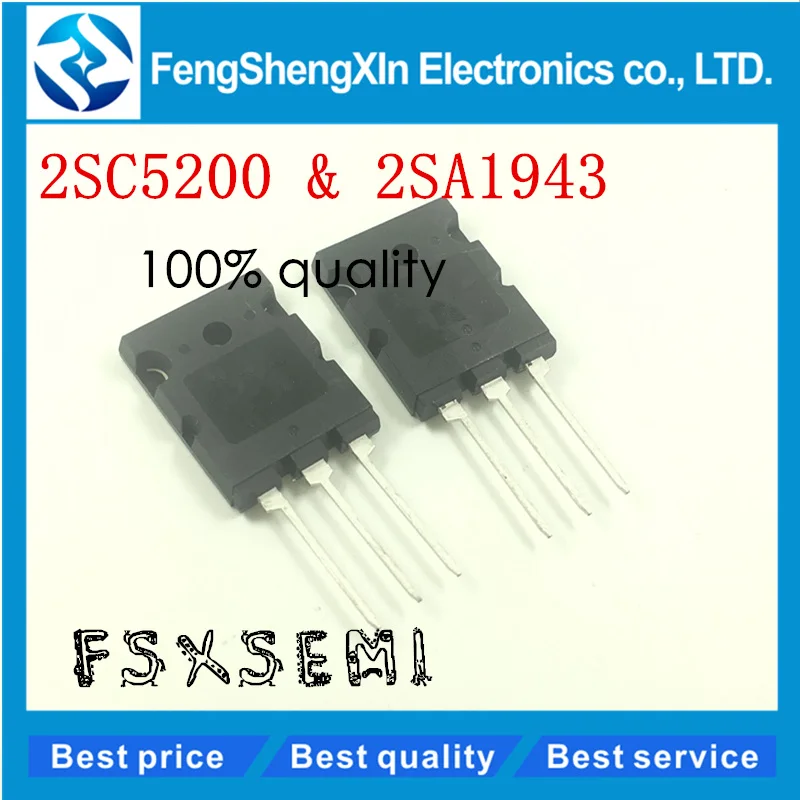

4pcs/lot 2SA1943 2SC5200 each 2pcs TO-3P A1943 C5200 TO-247 High power amplifier tube