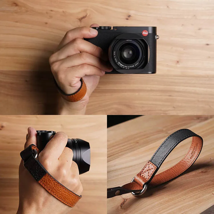 

HONEST-ARTISAN Handmade Genuine Leather Camera Wrist Strap (Double color Double side)