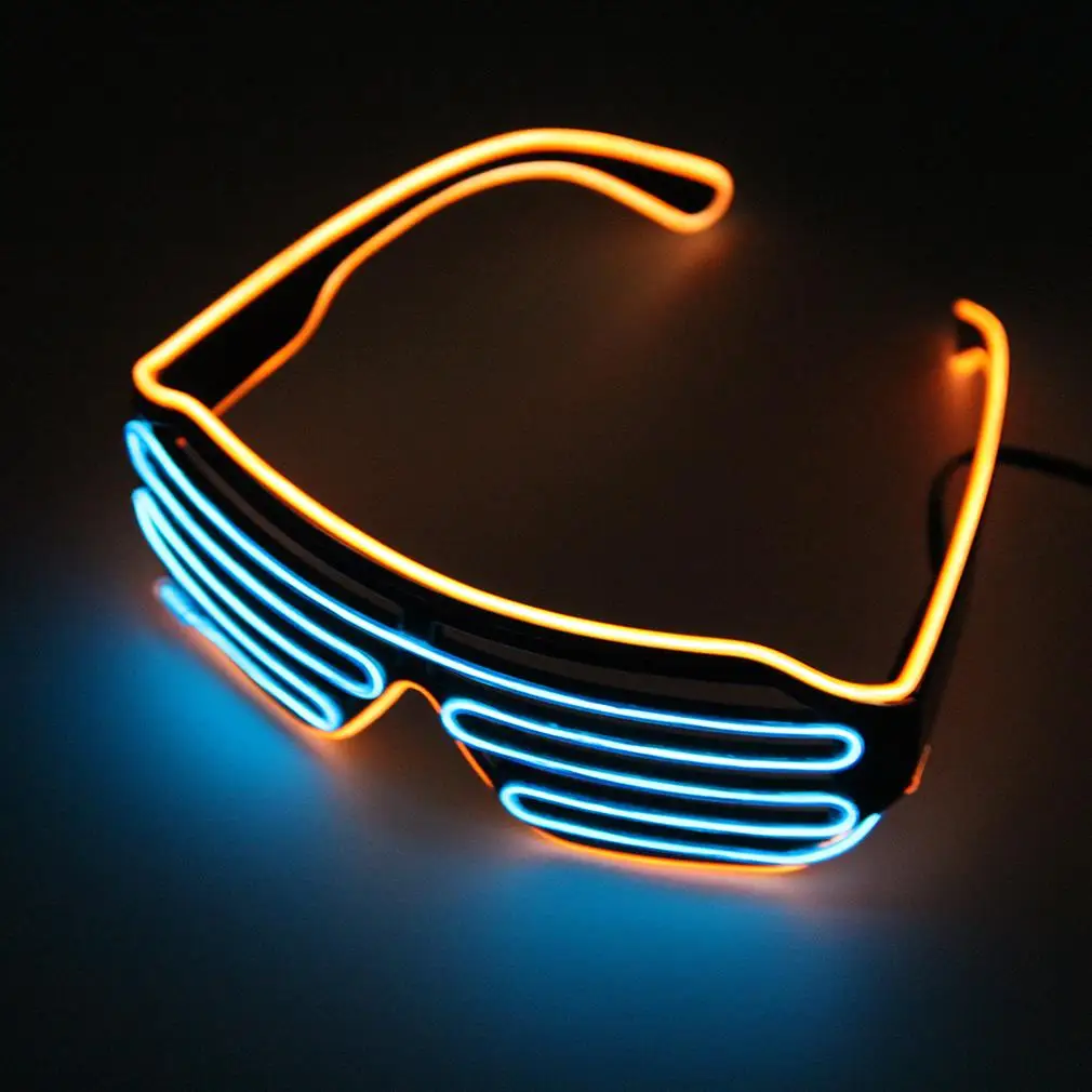 Двойной цвет свечение светодиодный EL очки провода солнцезащитные очки Светильник Оттенки мигающий Rave фестиваль вечерние очки