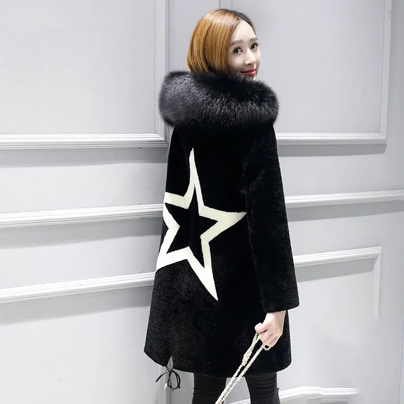 De Étoiles 6 Réel Laine Fourrure Conception Automne 3 7 Manteaux Femmes 2 Lâche 1 Vestes Col Long 8 Épais 5 Hiver 4 Chaud 2018 Style Fox Fit Nouveau 44zO7rq
