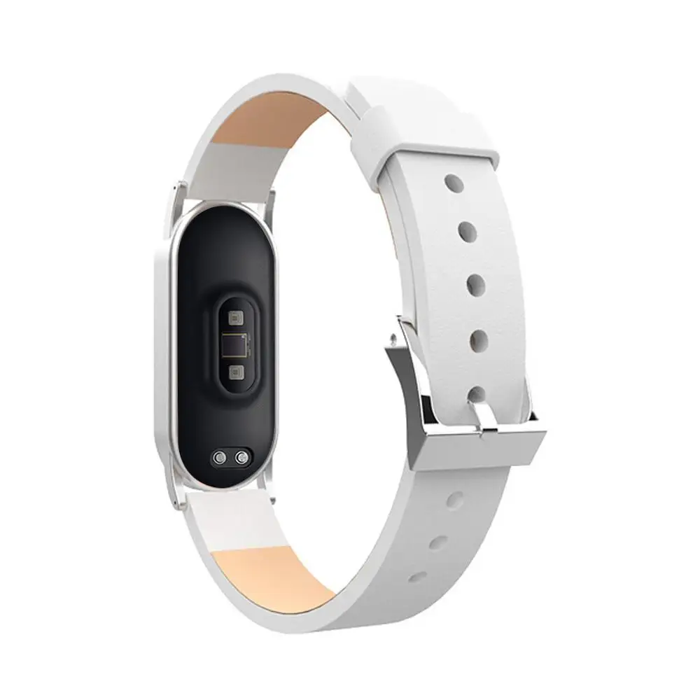Ремешок сменный кожаный для Xiaomi Mi Band 4 + металлический корпус|Ремешки часов| |