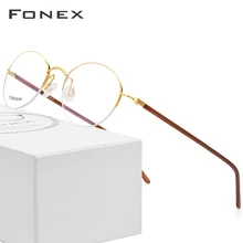 Оправа для очков из чистого титана, женские ультралегкие винтажные круглые брендовые дизайнерские мужские ретро оправы для очков 9124