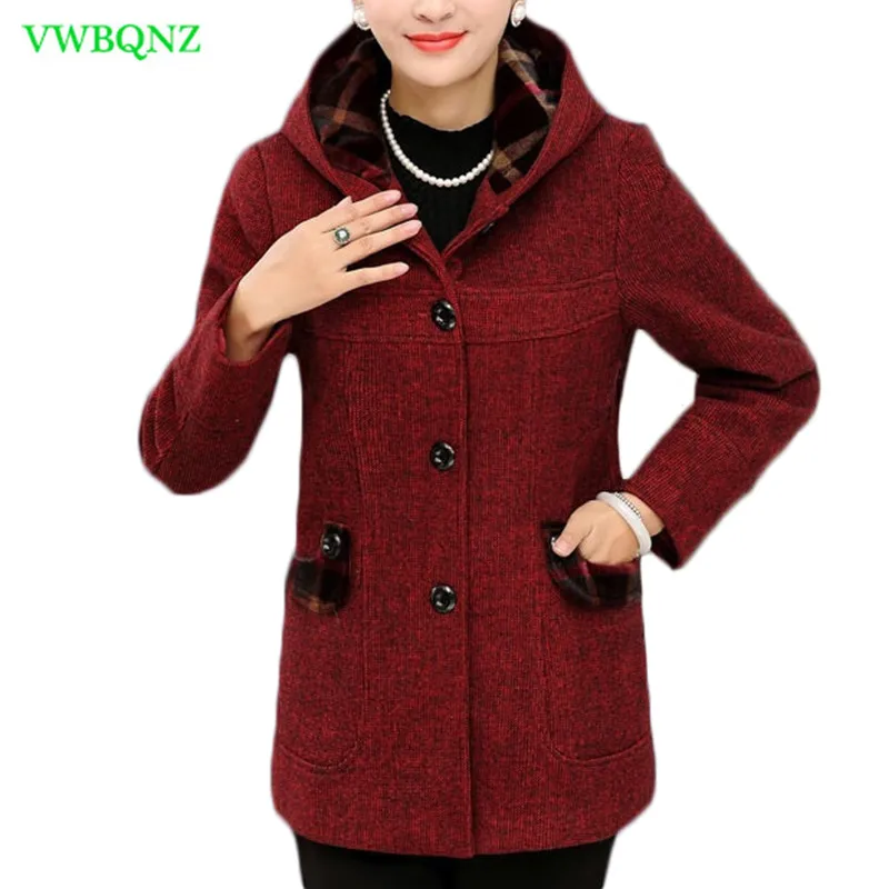 New Autumn And Winter Woolen coat Women Plus velvet Hooded Woolen