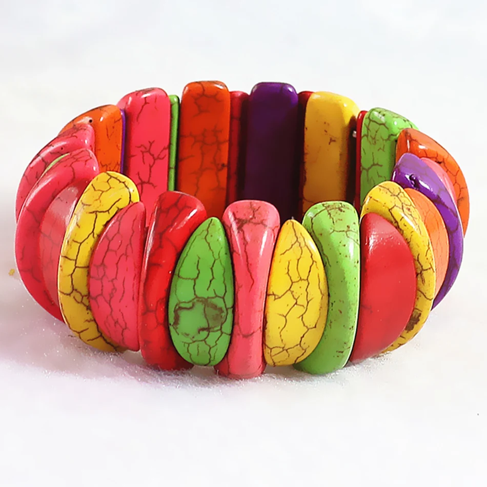 

Multicolor calaite turquoises charms stone Irregular rainbow beads diy European trendy Jewelry making 7.5 inches C003