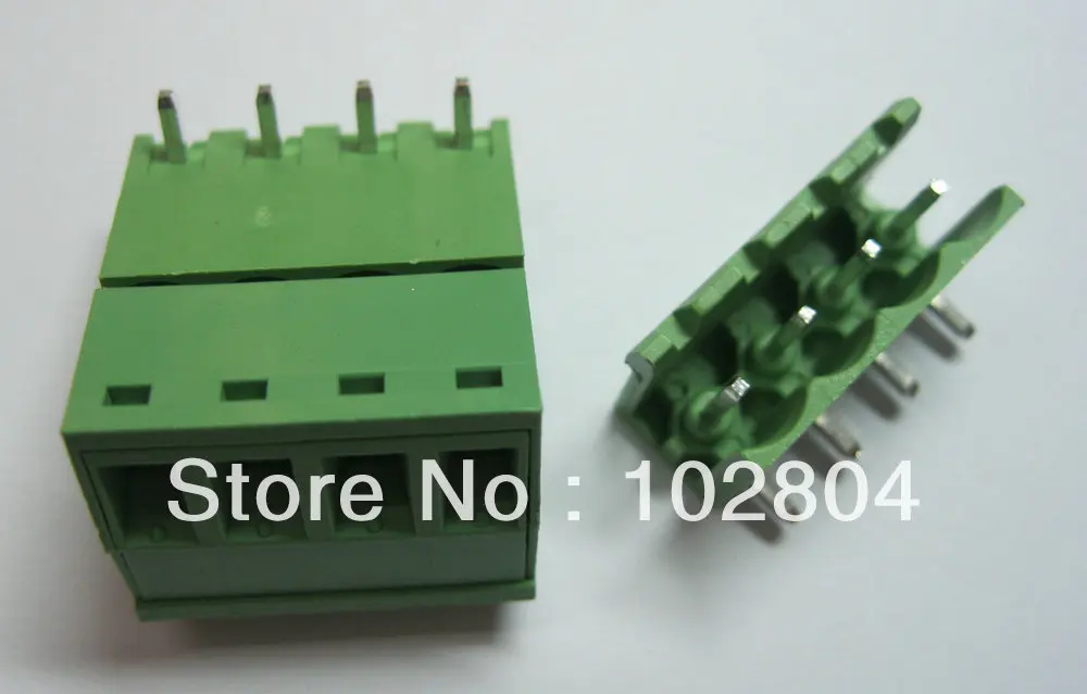 

100 Pcs Pitch 5.08mm Angle 4way/pin Screw Terminal Block Connector Green Color L Pluggable Type