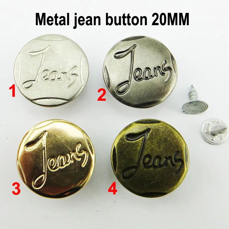 30PCS 20MM 4 color BRONZE TONE metal jean button sewing clothes