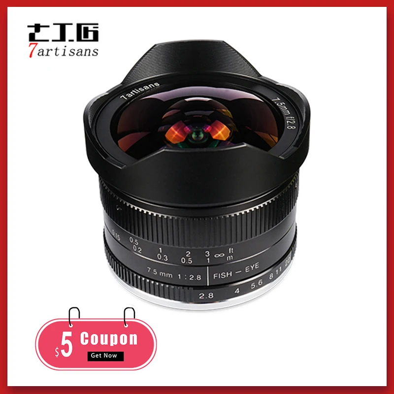 

Lenses Wide-angle Lens 7artisans 7.5mm f2.8 fisheye Fixed Lens for Canon EOS-M Fuji FX E Mount sony a7 a6300 A7S Pk yongnuo