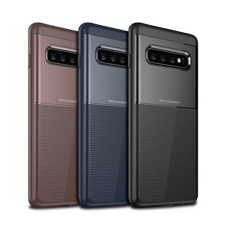 

case for Samsung Galaxy S10 case back cover Grid pattern silicone edge fabric coque for Samsung S10 Plus + cover S10E case