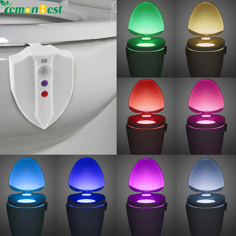 LemonBest Universal RGB LED Toilet Night Light Motion Sensor Automatic
