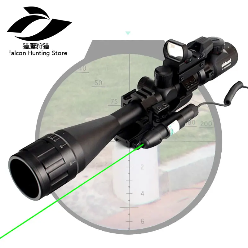 

Rifle scope 6-24x50 AOEG Hunting Rangefinder Reticle Rifle Scope with Holographic 4 Reticle Sight Red Green Laser Combo