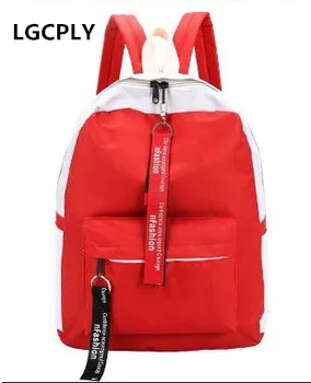 

NEW harajuku ulzzang girl lovely candy colour patchwork Backpack headphone jack schoolbag women's ribbon shoulder bag Mochila