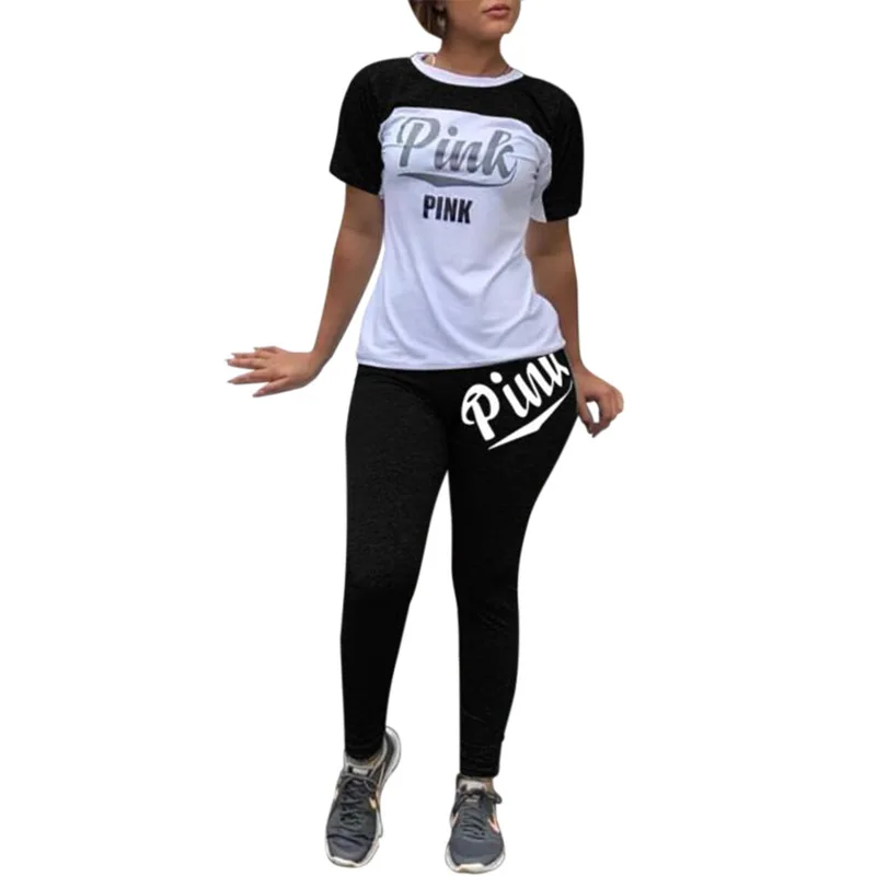 

New summer 2019 monogrammed monogrammed matching short-sleeved trouser two-piece suit