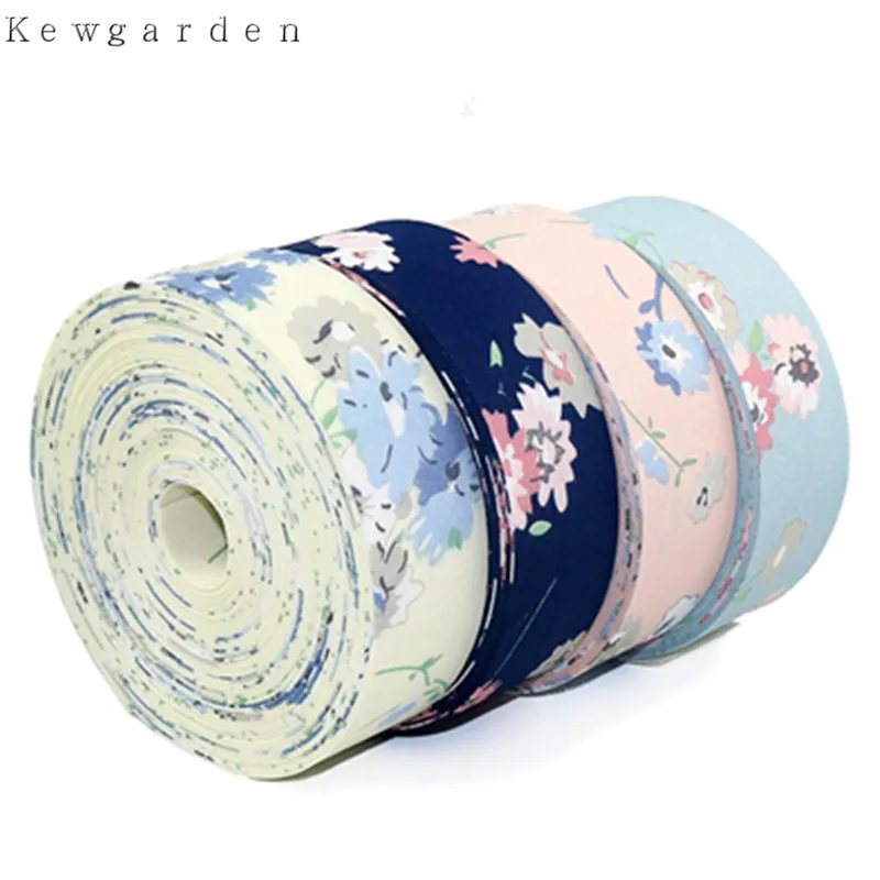 

10mm 1cm Cotton layering ribbons Printed Flowers handmade tape DIY bowknot accessories satin riband 12m/lot