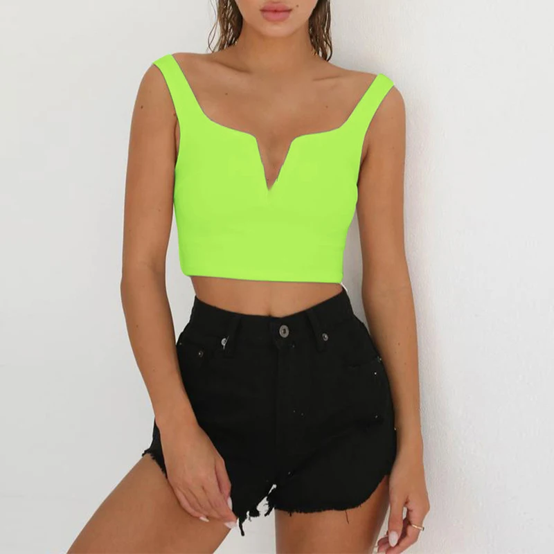 Women Crop tops Ladies Vest Nightclub Summer Solid Sexy Fashion Camisole V Neck Shirt Party Sleeveless Clubwear