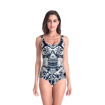 

3D Print Summer women's clothing Swimsuit high quality Beach Style geometric Bodysuits Gothic rose skull Retro Dropshipping-10