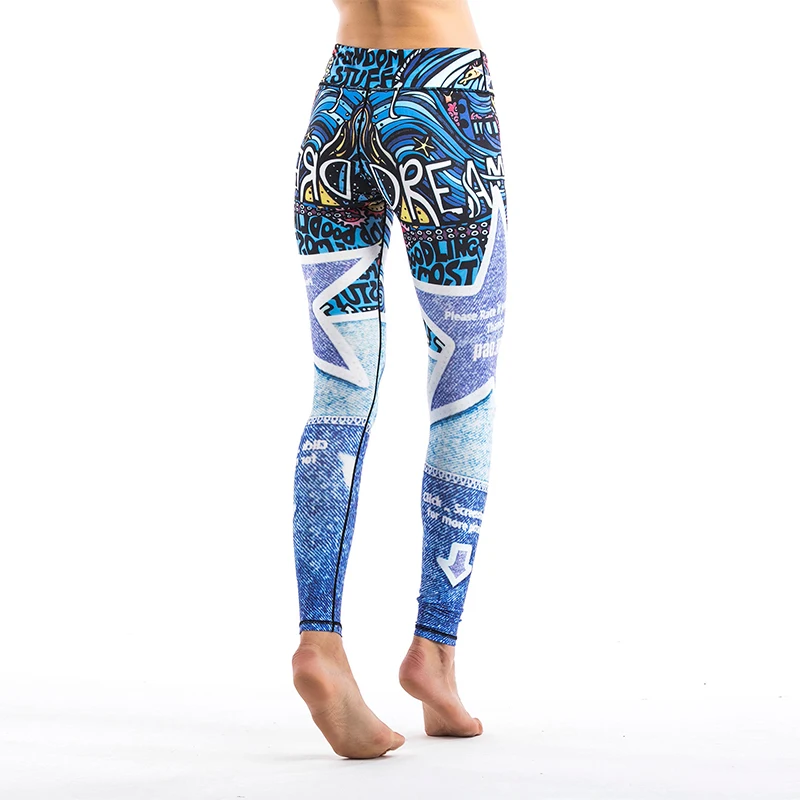 Floral Print High Waist Compression Yoga Pants Wide Waistband Quick Dry Striped Workout Yoga Leggings Fitness Apparal Gym Wear (15)