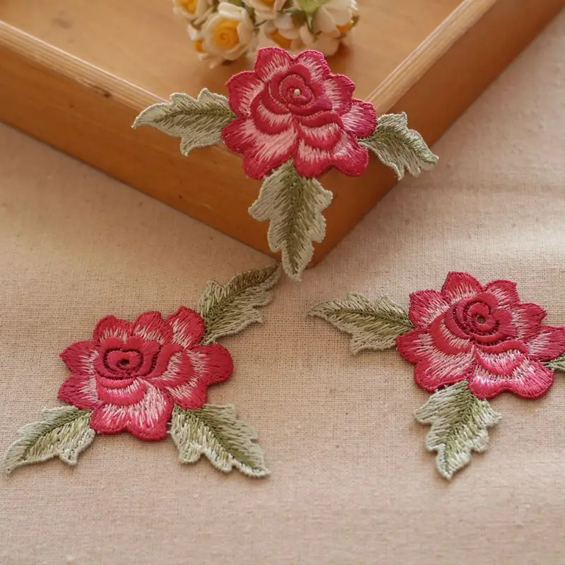 

Size-7*6cm(3pcs/lot) Embroidered Polyester Lace Applique Sewing Patch for Collar~Beautiful~