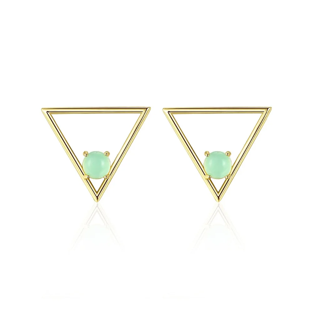 

INALIS Delicate Best Birthday Gift for Girl Friend Stud Earrings 925 Sterling Silver Triangle Circle with Crystal Brincos Bijoux