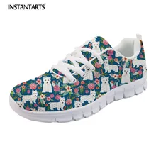 INSTANTARTS/Женские повседневные сетчатые кроссовки; милые женские туфли на плоской подошве с цветочным узором; zapatillas mujer