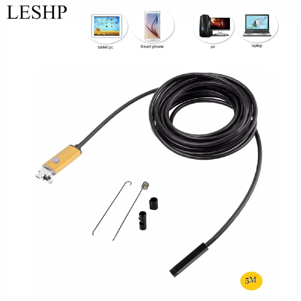 Beste AN99 2 in 1 USB Endoscoop 5 m 10 m Telefoon Endoscoop Inspectie Camera Waterdicht 6 LEDs Mini Borescope Tube voor Android amp; PC Nieuwe