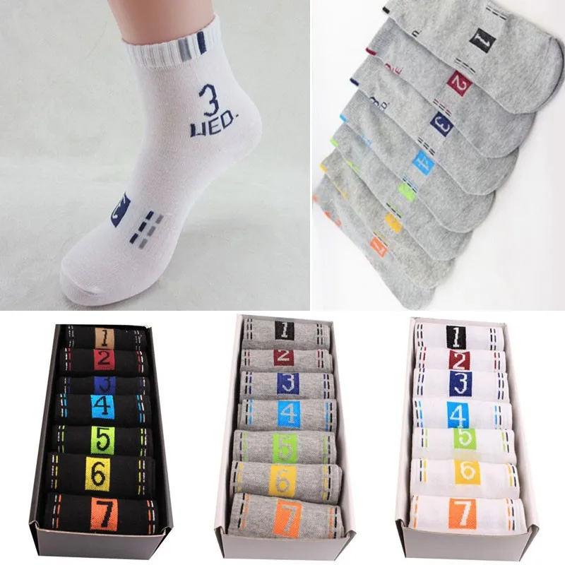 7 пар/лот Для мужчин Для женщин забавные носки для девочек летняя модель для девочек возрастом от 7 дней в неделю безбортные носки Harajuku