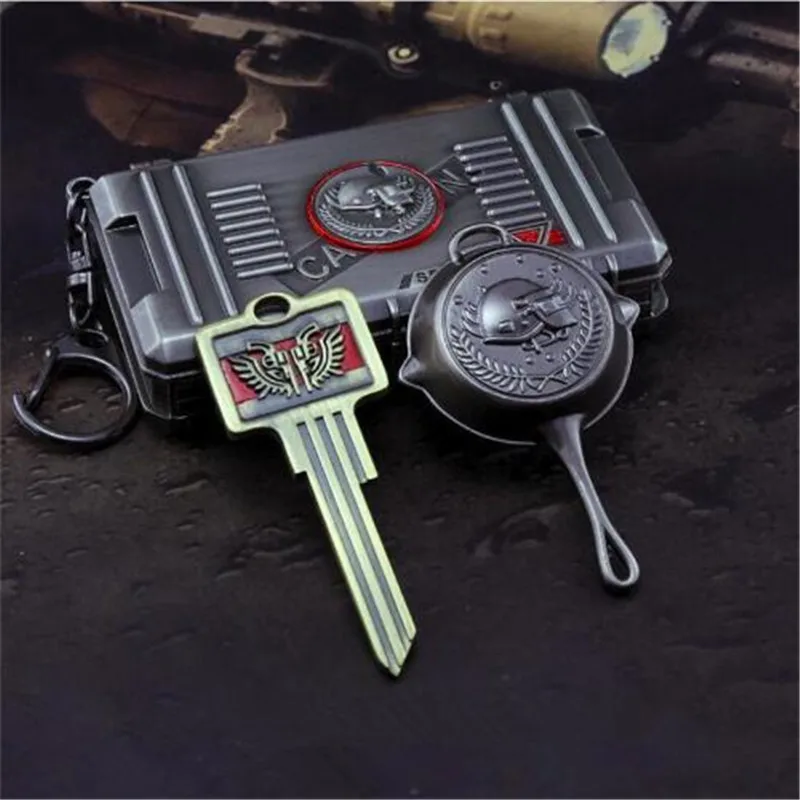 

Game PUBG Olive Branch Equinox Triumph Crate Treasure Box Chest Playerunknown's Battlegrounds Cosplay Props Funny KeyChain Set