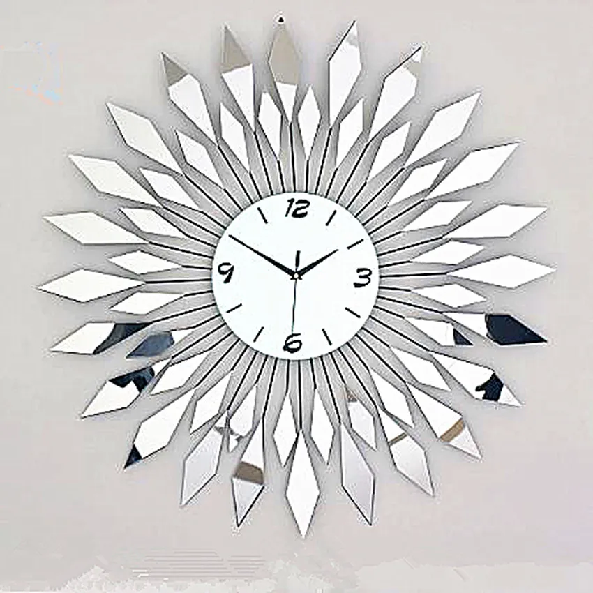 Modern Fashion Mirror Surface Wall Clock Big Size Metal Artworks Home Decor Luxorious Wall