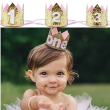 children Baby kids boys girls First 1st 1 2 3 One Two Three Years Old handmade party hat Crown Birthday baby shower Decoration