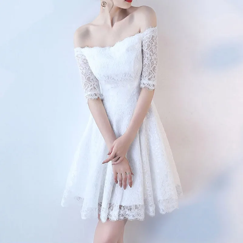 Женское короткое Кружевное Вечернее платье robe de soiree элегантное вечернее с