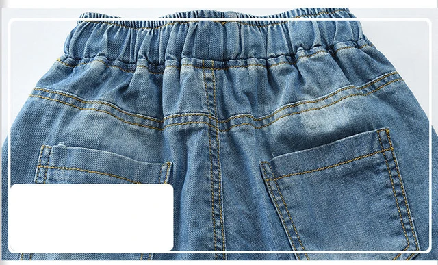 New Summer Children Denim Shorts Fashion Washed Blue Jeans Big Boys Short Pants Kids Teenagers Causal Blue Color trousers BC067 5