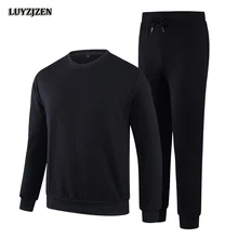 Повседневное спортивный костюм Для мужчин комплект однотонный Свитшот штаны Для мужчин Новое поступление мужская хлопковая Костюмы комплекты из 2 предметов высокое качество K63