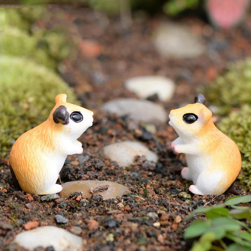 

Kawaii Anime mini Hamsters mouse animals home Micro fairy garden figurines miniatures/terrarium doll house decor DIY accessories