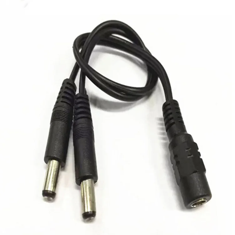 2A / 2464 / 24AWG Měděný kabel DC5,5 * 2,1 Jack Zásuvka pro zdvojené zástrčky Napájecí kabel pro CCTV DVR Kamera Zabezpečení LED Controller